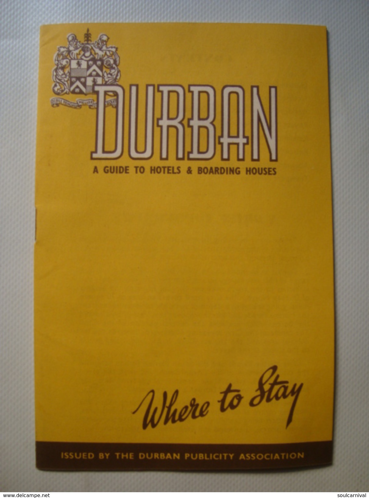 DURBAN. WHERE TO STAY. A GUIDE TO HOTELS & BOARDING HOUSES - SOUTH AFRICA, 1946. 16 PAGES. - Dépliants Touristiques