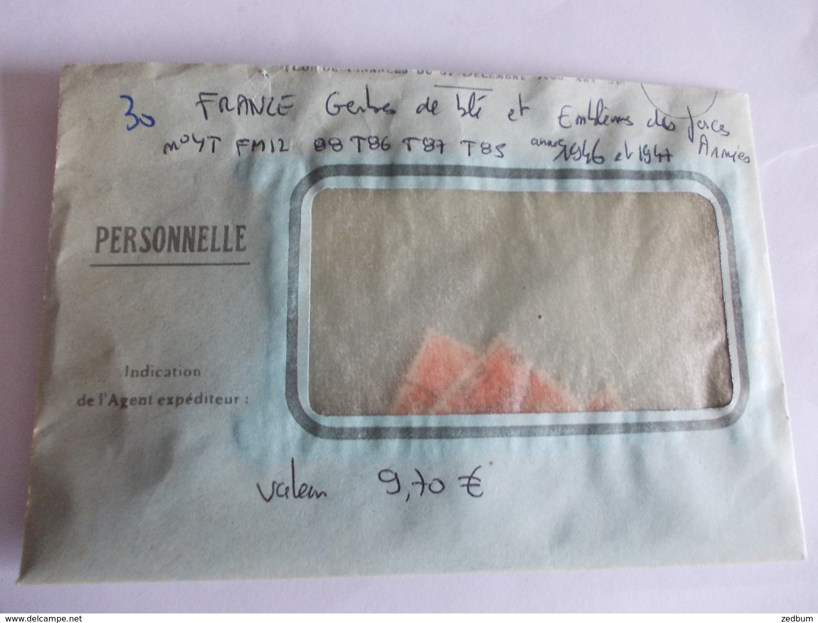 TIMBRE France Gerbes de blé et emblèmes des forces armées valeur mini 9.70 &euro;