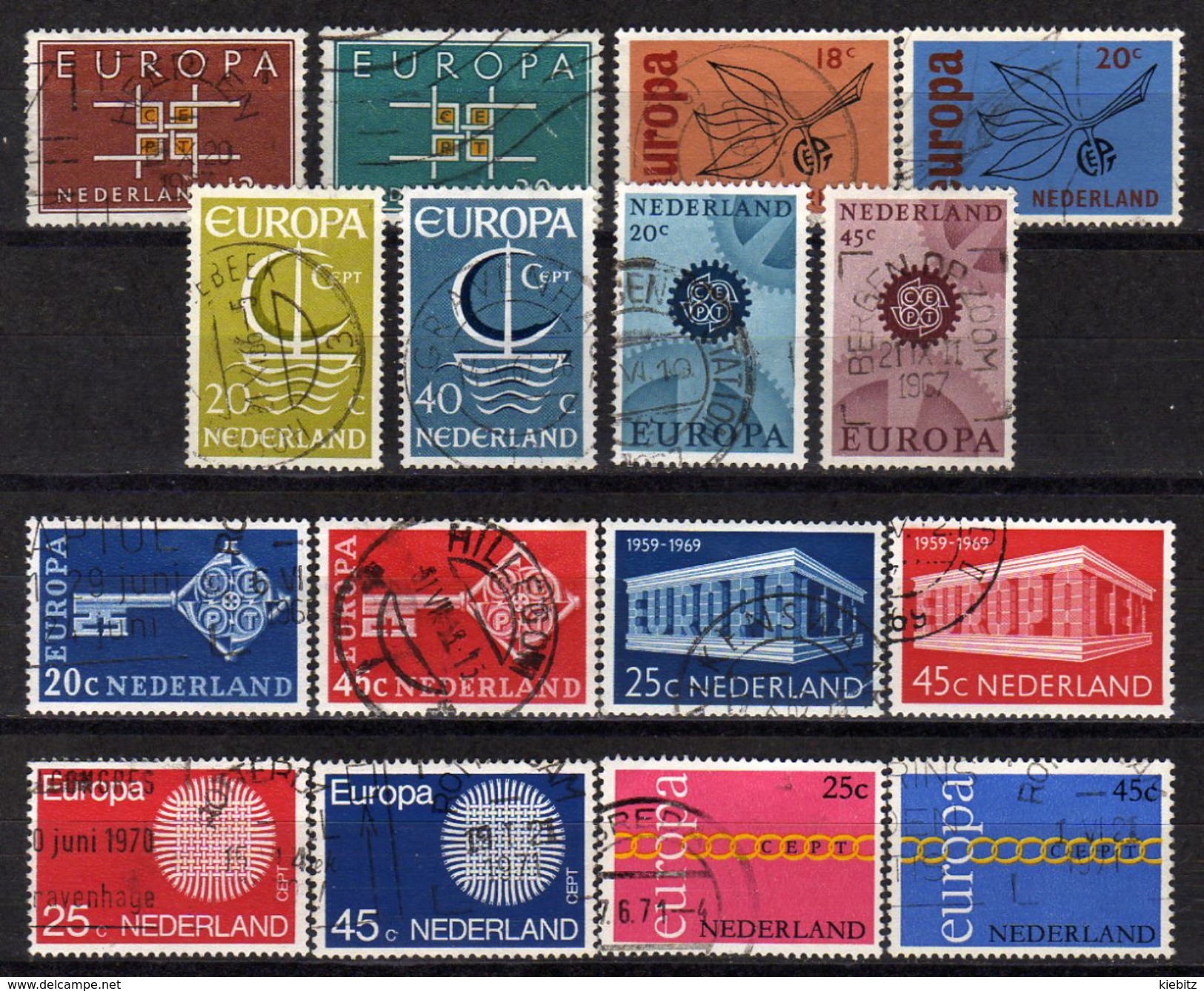 NIEDERLANDE 1963 -1971 Europa CEPT - Alle Ausgaben Used - Sammlungen