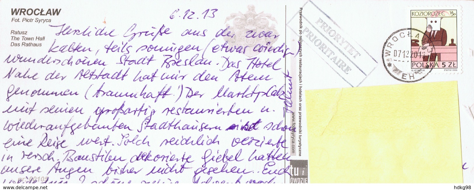 PL+ Polen 1996 Mi 3609 Steinbock Auf PK Breslau - Lettres & Documents