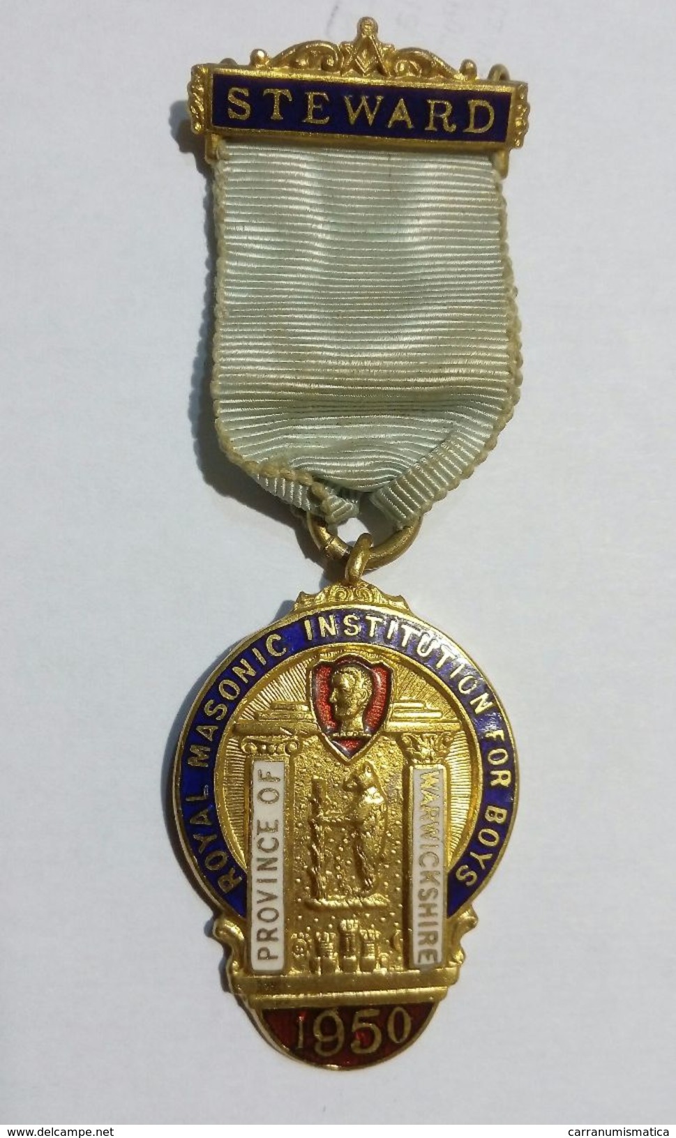 MEDAL - ROYAL MASONIC INSTITUTION For BOYS - STEWARD (1950) WARWICKSHIRE - Royal/Of Nobility