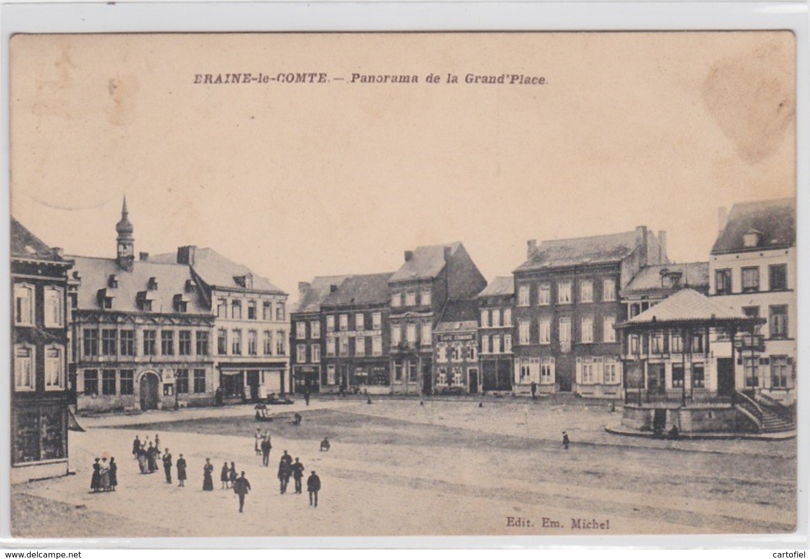 BRAINE-LE-COMTE-PANORAMA DE LA GRAND'PLACE-EDIT.EM.MICHEL-CARTE-ANIMEE-ENVOYEE-1911-VOYEZ LES 2 SCANS-TOP ! ! ! - Braine-le-Comte