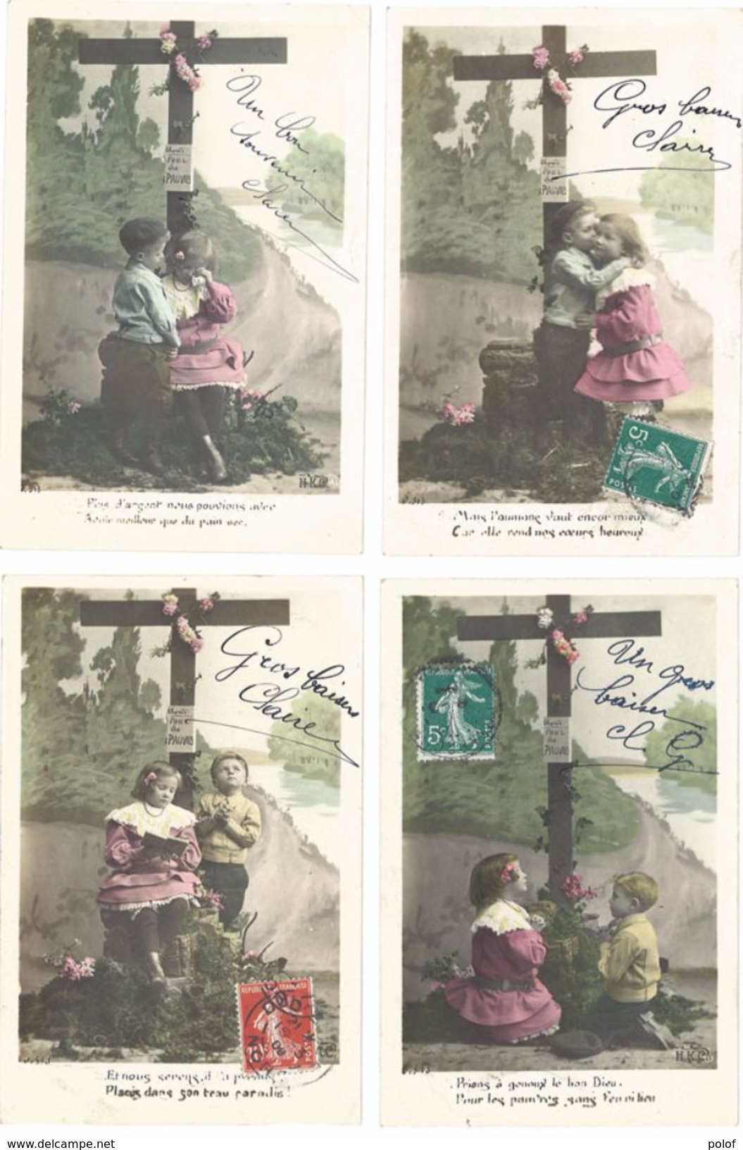 Série De 5 CPA (seulement 4 Reproduites) Couple D' Enfants Devant Une Croix (Pour Les Pauvres)     (98359) - Femmes