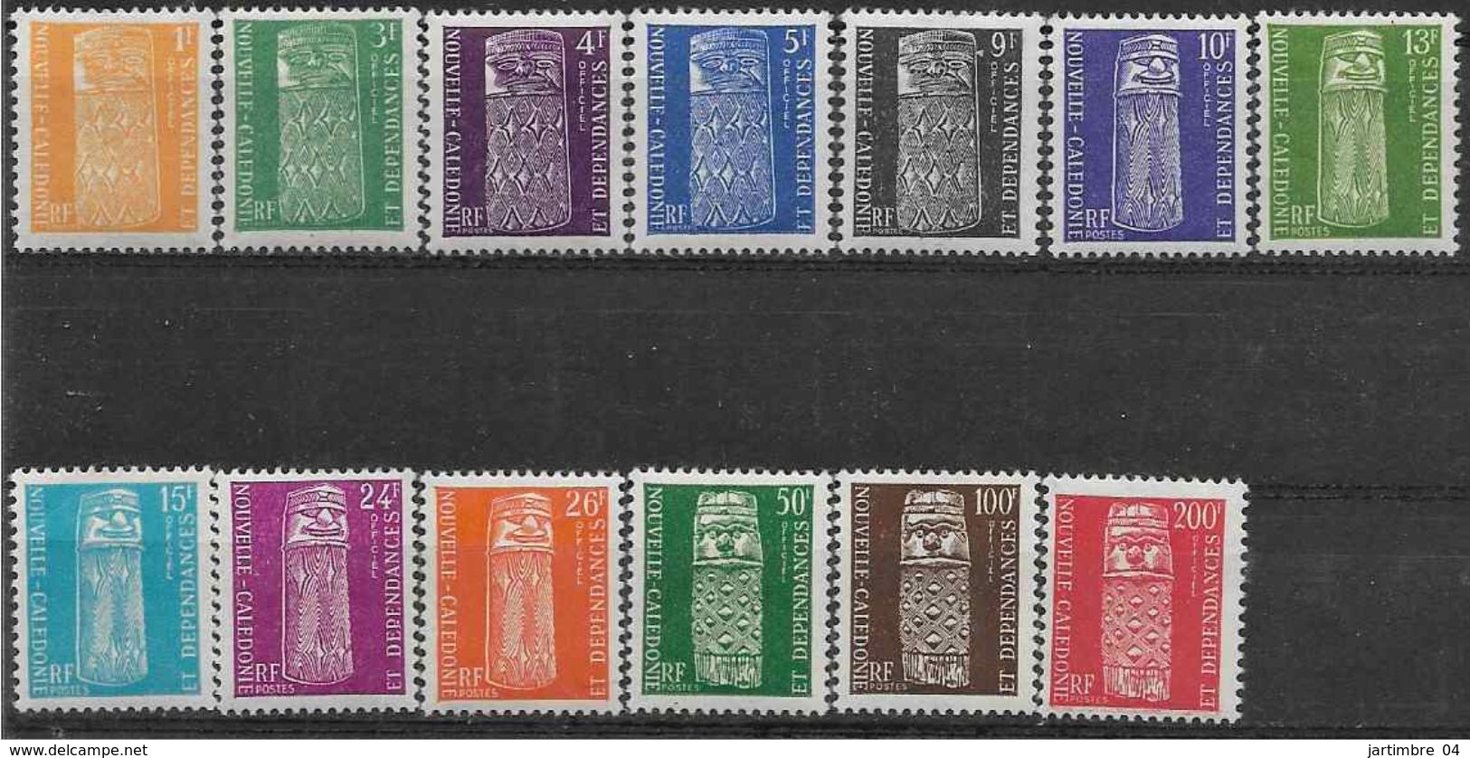 1959 NOUVELLE CALEDONIE Service 1-13*  Totems, Charnière, Hinge - Service