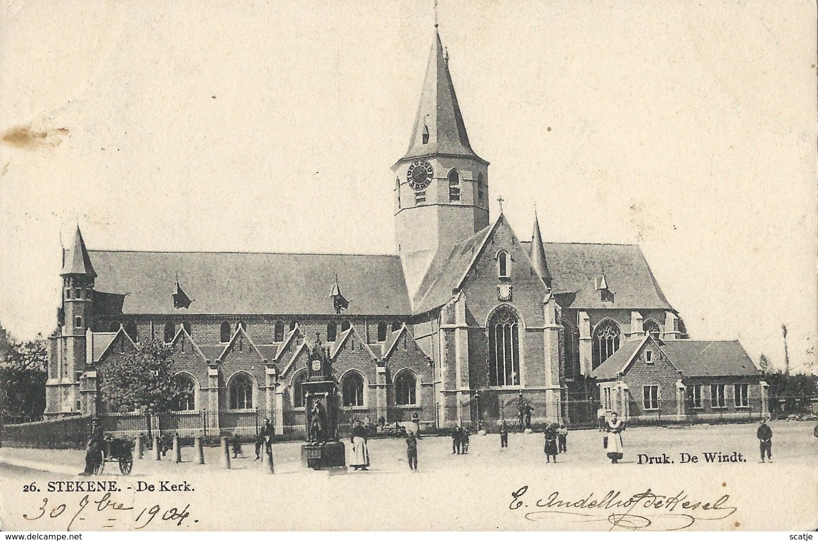 Stekene  -   De  Kerk   -   1904  Naar  Jette St. Pierre - Stekene