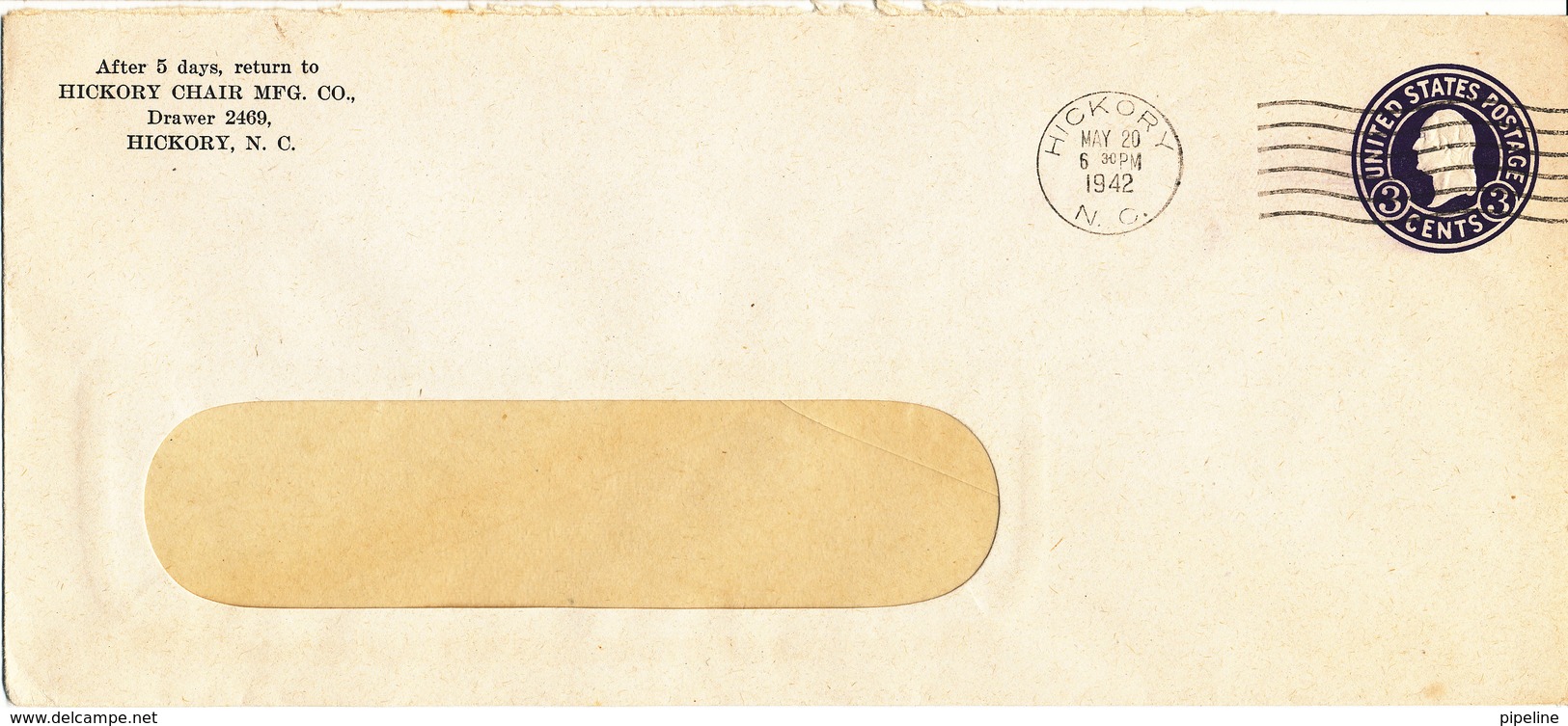 USA Postal Stationery Cover Hickory 20-5-1942 - 1941-60