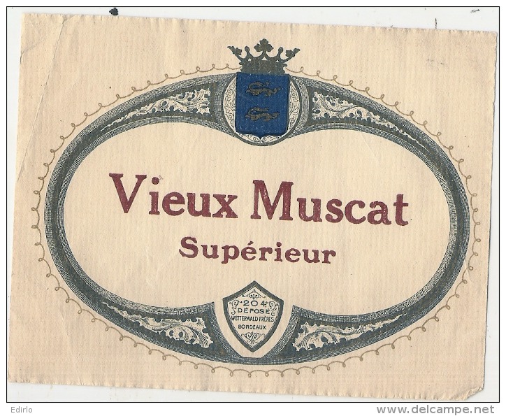 étiquette  - Vieux Muscat Supérieur - (petits Plis) - Witte Wijn