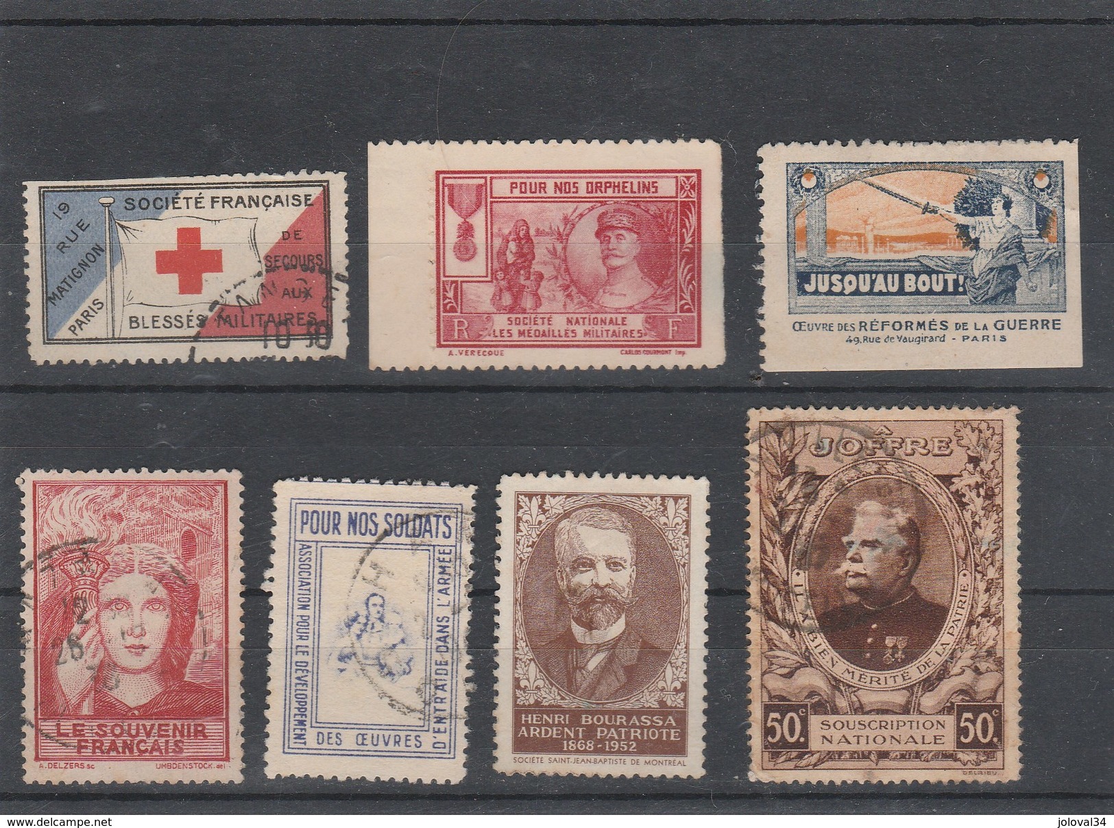 Lot 7 Timbres Vignettes Divers - Militario