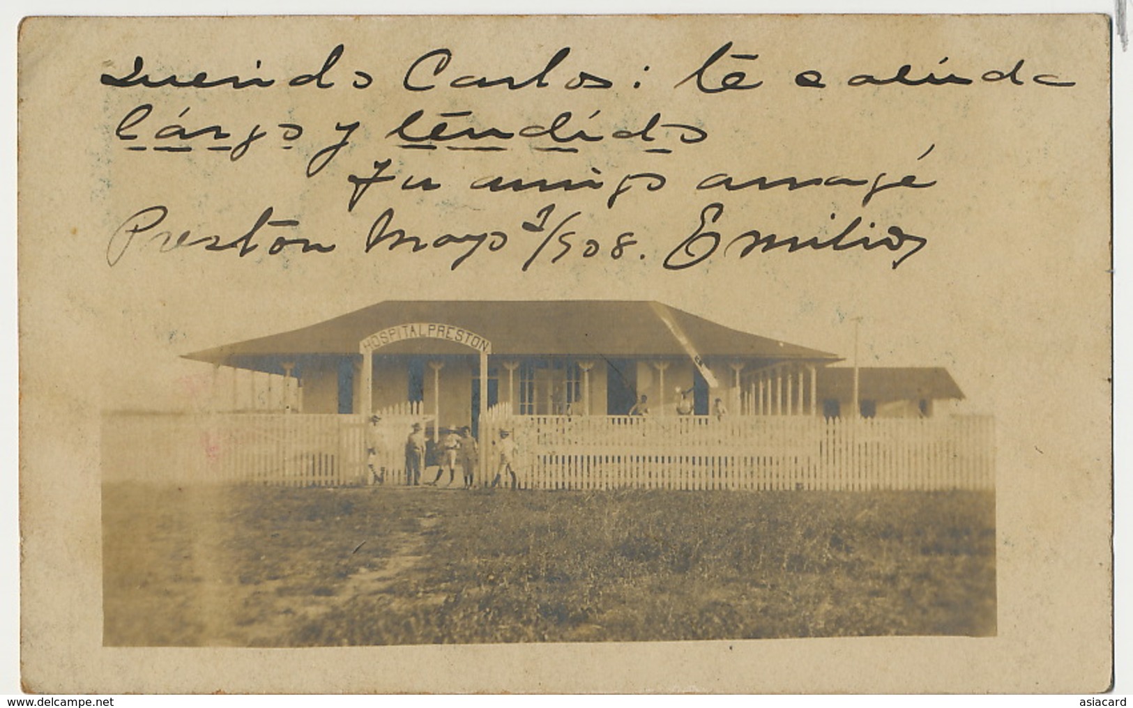 Real Photo  Preston  1908 Hospital Preston Enviada Circulada Con Estampilla A Colon - Cuba