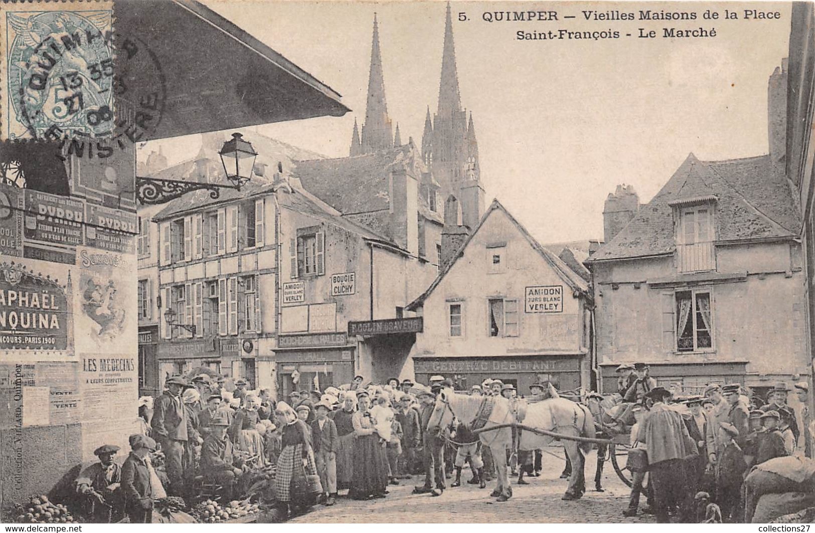 29-QUIMPER- VIEILLE MAISONS DE LA PLACE ST-FRANCOIS - LE MARCHE - Quimper