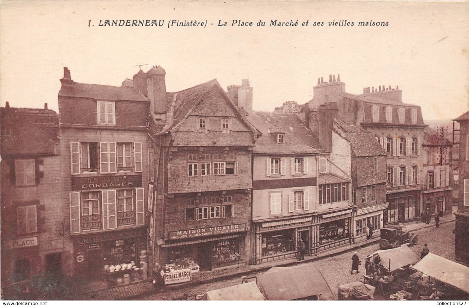 29-LANDERNEAU- LA PLACE DU MARCHE ET SES VIEILLES MAISONS - Landerneau