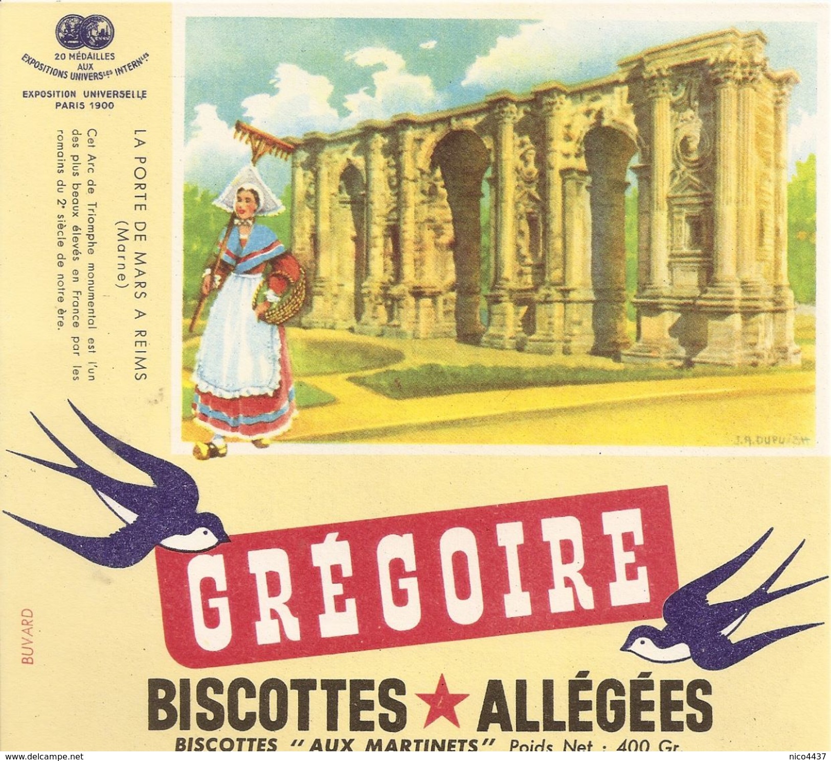 Buvard Biscottes Gregoire Porte De Mars A Reims Marne - Biscottes