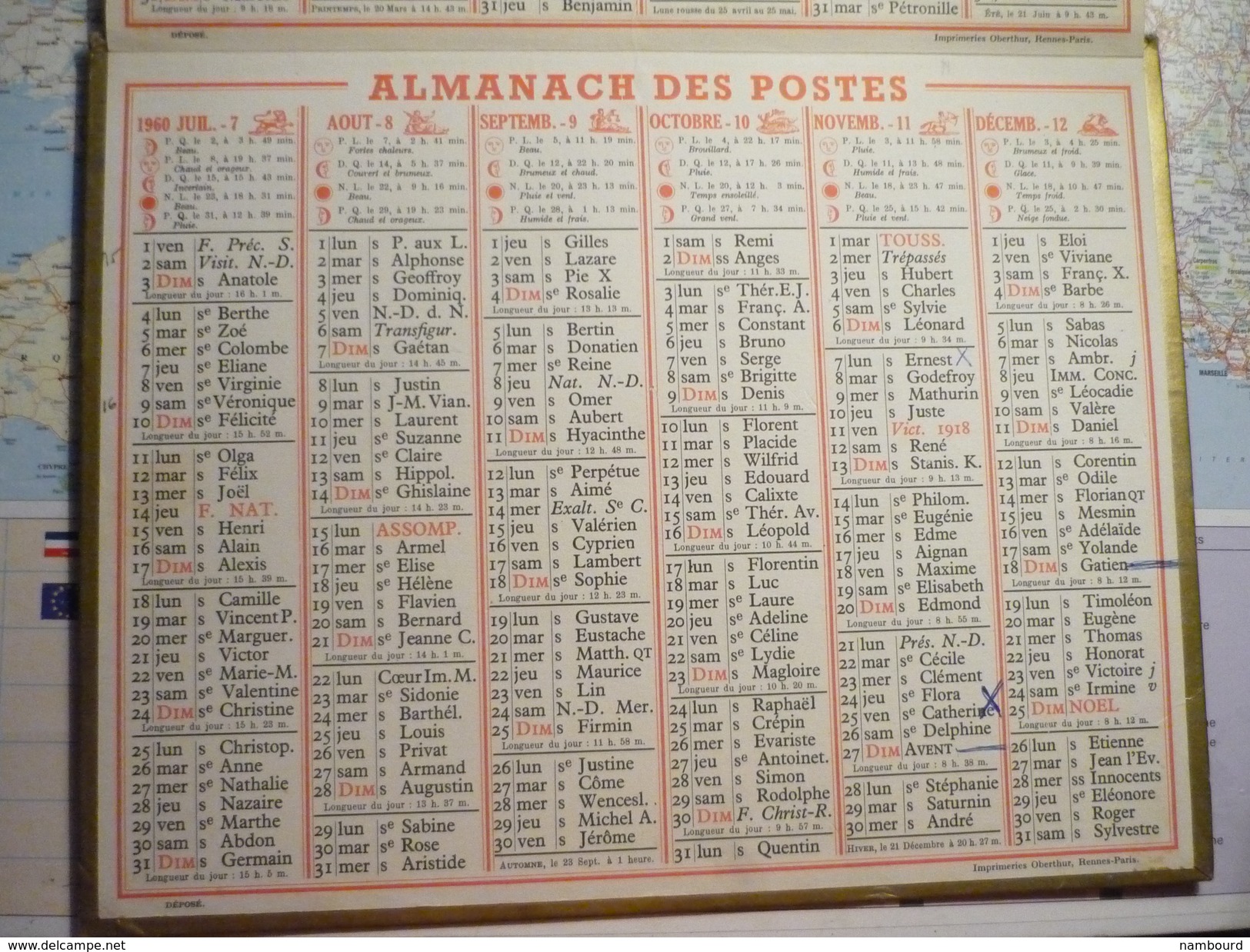 Almanach Des Postes 1960 Alerte / Département De La Somme - Big : 1961-70