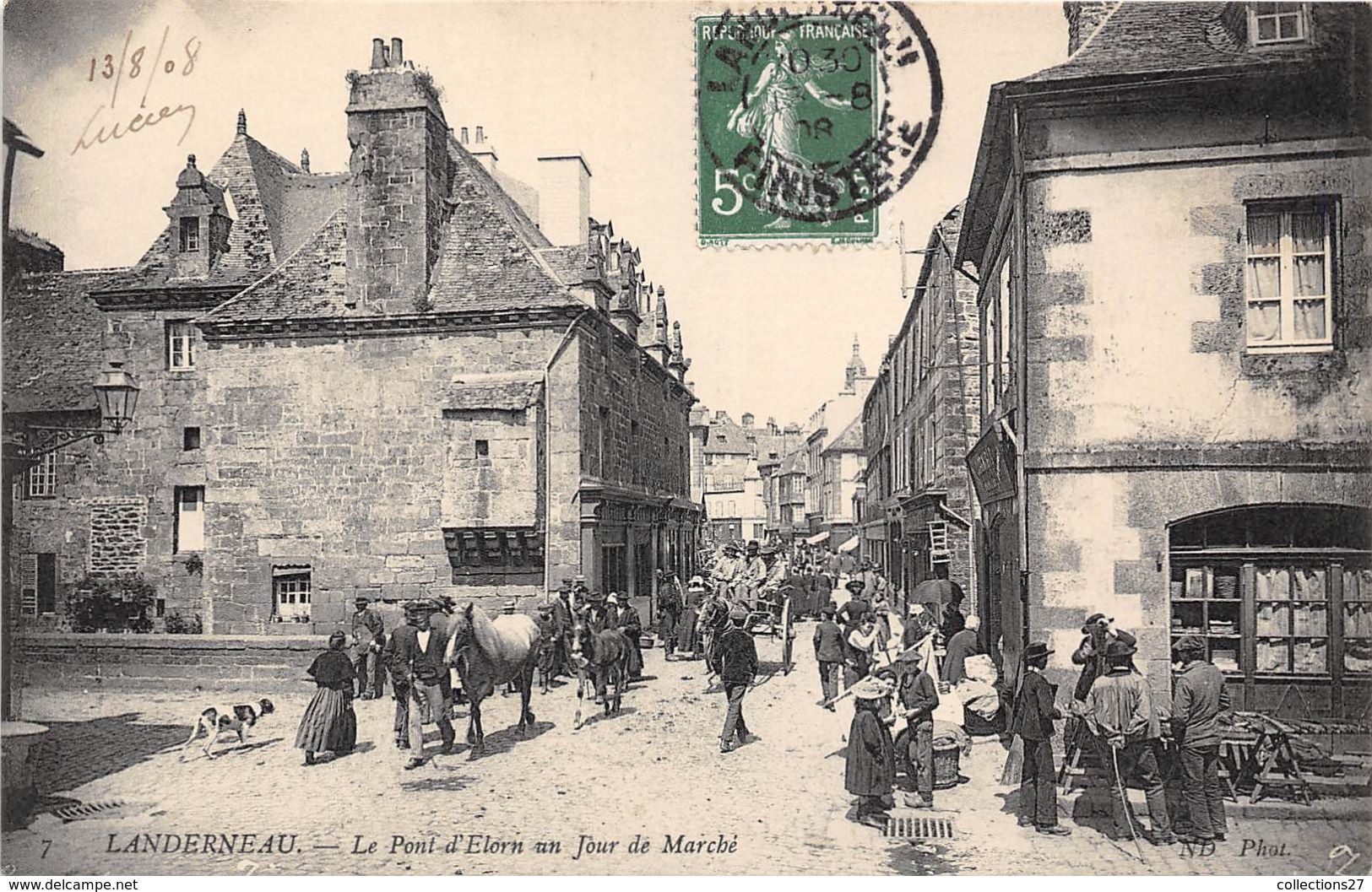 29-LANDERNEAU- LE PONT D'ELORN, UN JOUR DE MARCHE - Landerneau