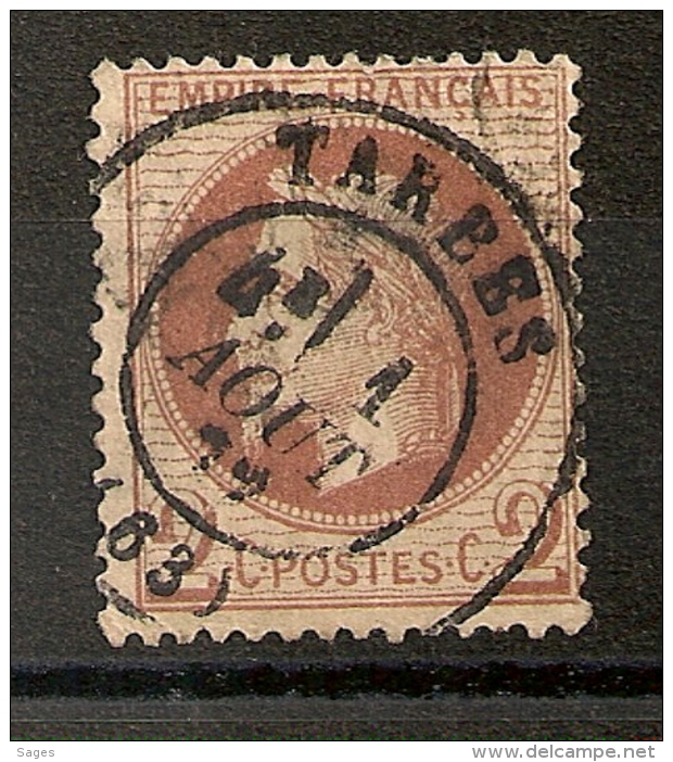 Type 17 TARBES (63) Hautes Pyrénées Sur 2C Lauré. - 1863-1870 Napoléon III Con Laureles