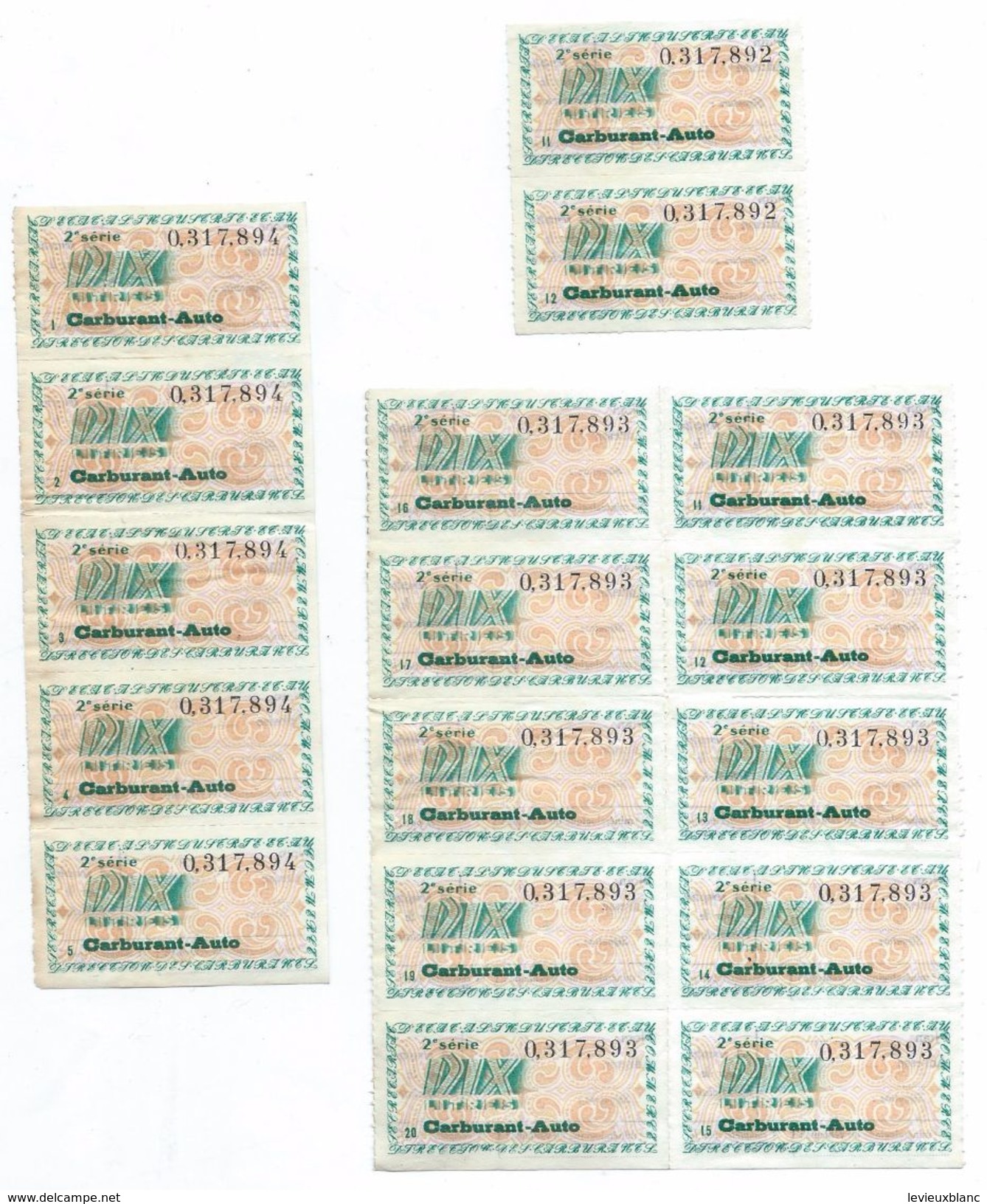 Libération/Tickets De Rationnement/17 Tickets/10 Litres Carburant Auto / Années 1945-1950       OL99 - Dokumente