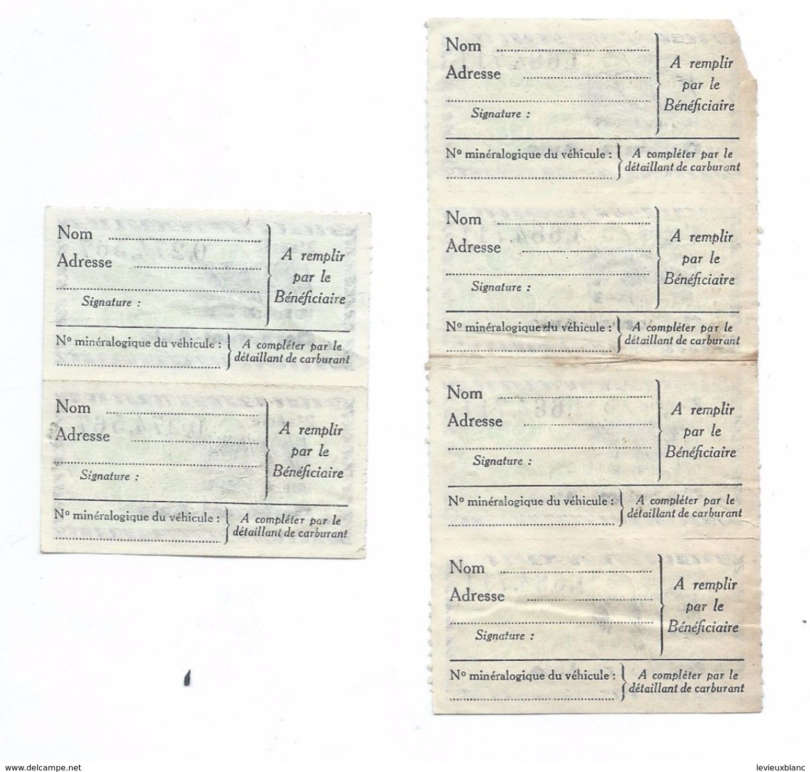 Libération/Tickets De Rationnement/6 Tickets/10 Litres Carburant Auto / Années 1945-1950       OL100 - Documents