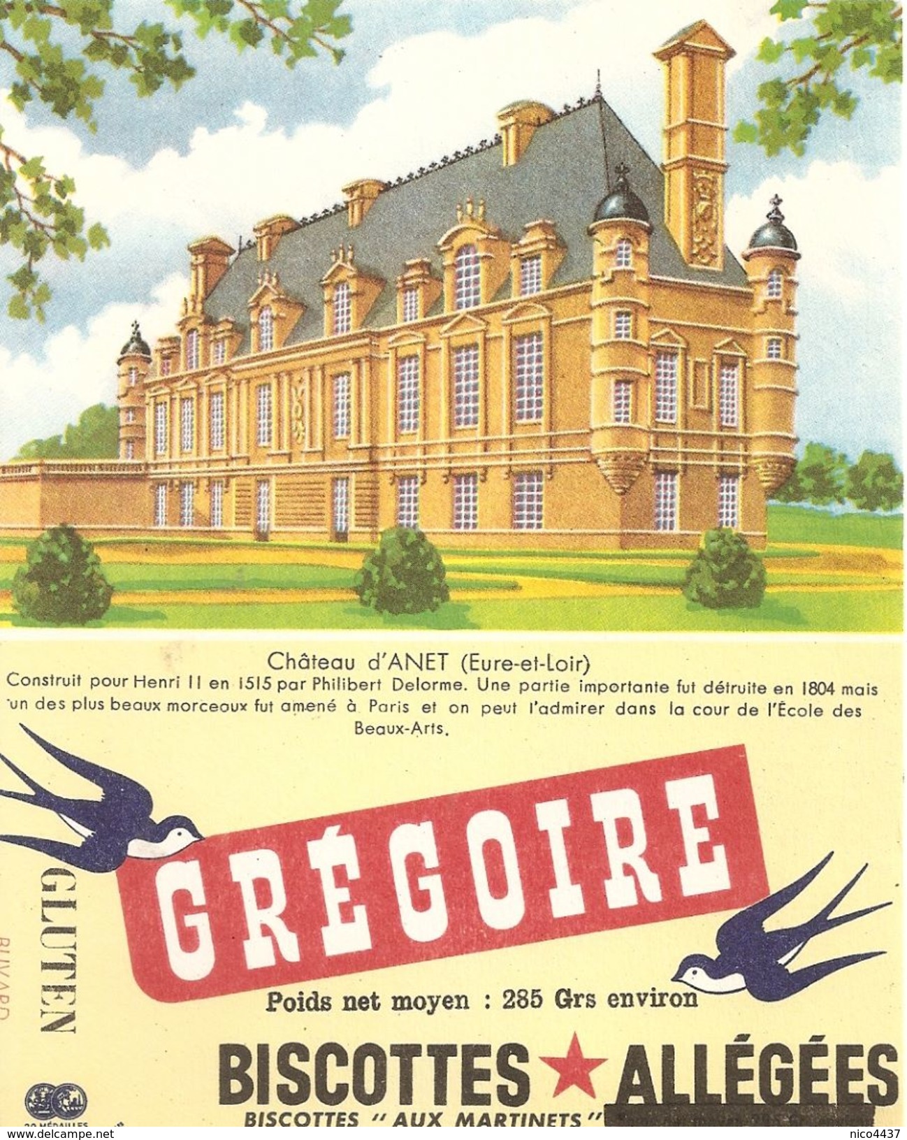 Buvard Biscottes Gregoire Chateau D'anet Eure Et Loir - Biscottes