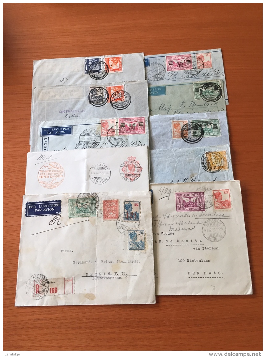 Collection/Sammlung  10 Covers Airmail Nederlands-Indië - Verzamelingen (zonder Album)