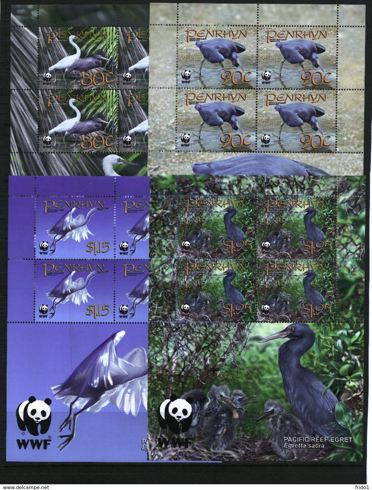 Pebrhyn Islands 2008 WWF Birds Complete Sheets MNH / Postfrisch - Penrhyn