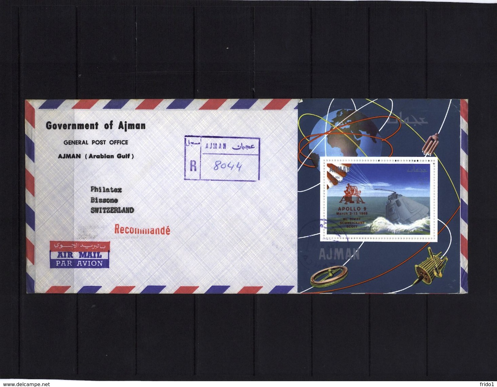 Ajman Block Apollo 9 Space / Raumfahrt Interesting Registred Letter - Azië