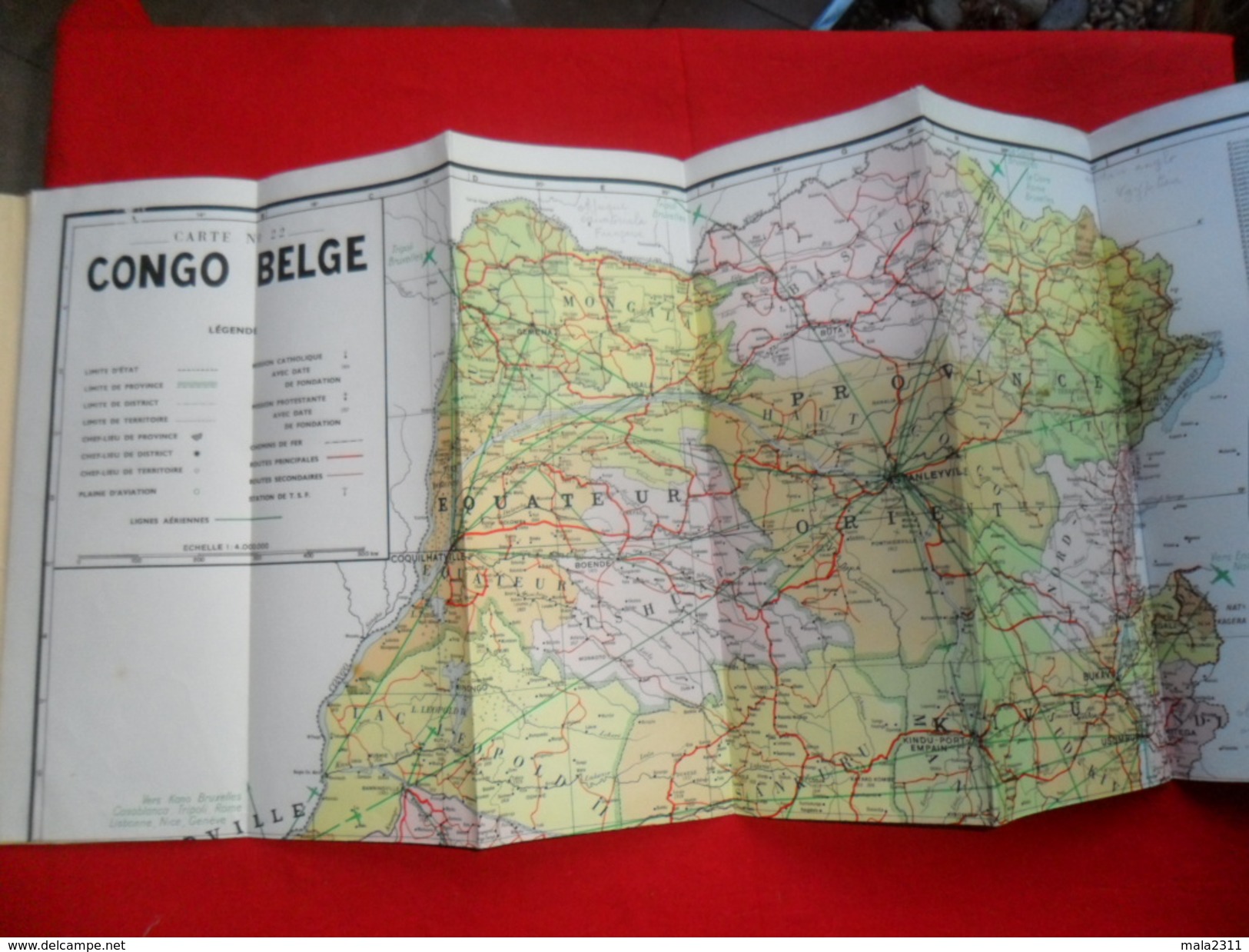 ANCIENNE CARTE  / CONGO BELGE / CARTE ADMINISTRATIVE  / ED . DE ROUCK BXL - Geographische Kaarten