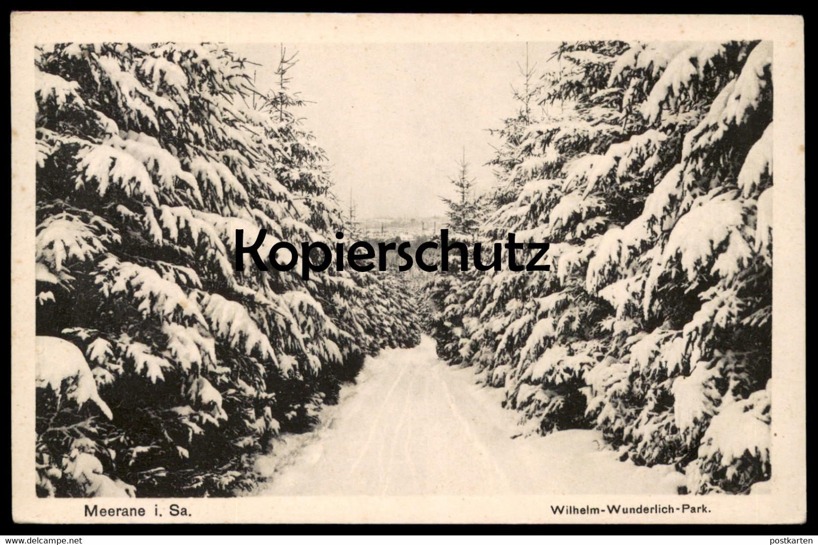 ALTE POSTKARTE MEERANE IN SACHSEN WILHELM-WUNDERLICH-PARK 1944 Winter Tannen Schnee Ansichtskarte Postcard Cpa AK - Meerane