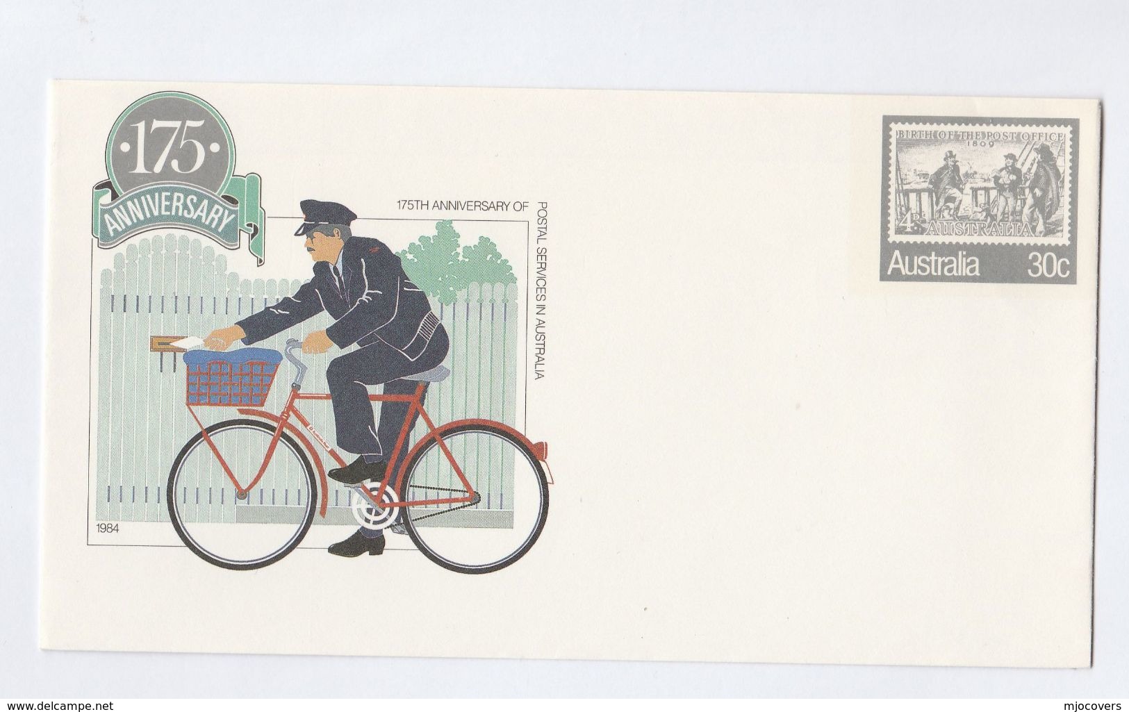 1984 AUSTRALIA Postal STATIONERY COVER  BICYCLE  Anniv POST OFFICE Bike Cycling - Cycling