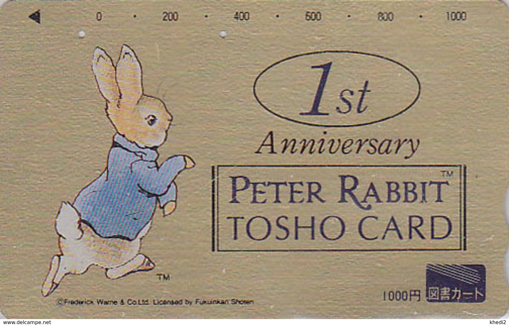 RARE Carte Prépayée DOREE JAPON - BD COMICS - PIERRE LAPIN - PETER RABBIT JAPAN GOLD Tosho Card - 70 - Comics