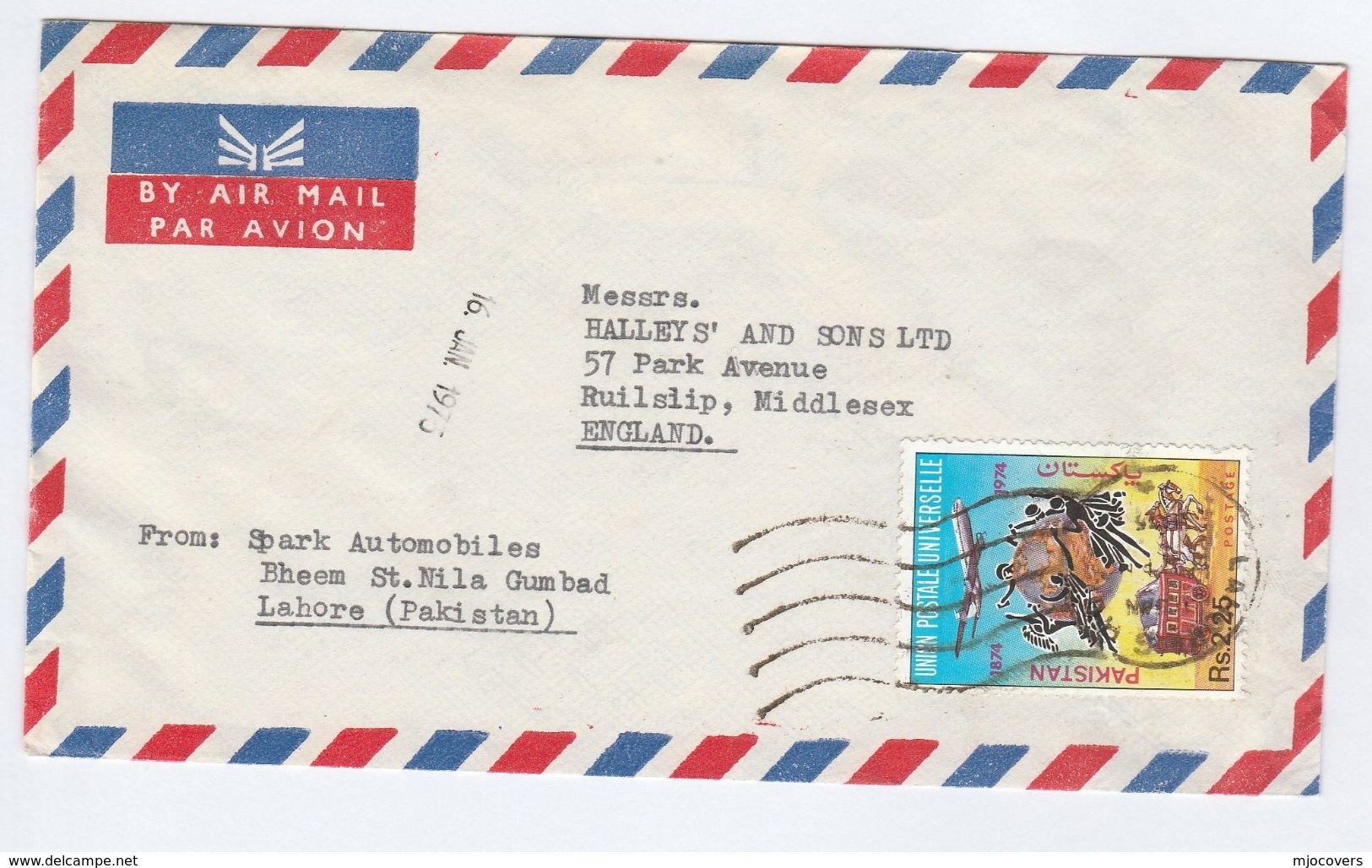 1975 Air Mail PAKISTAN COVER  UPU Stamps To GB  Aircraft Aviation Horse Mail Coach - Pakistan
