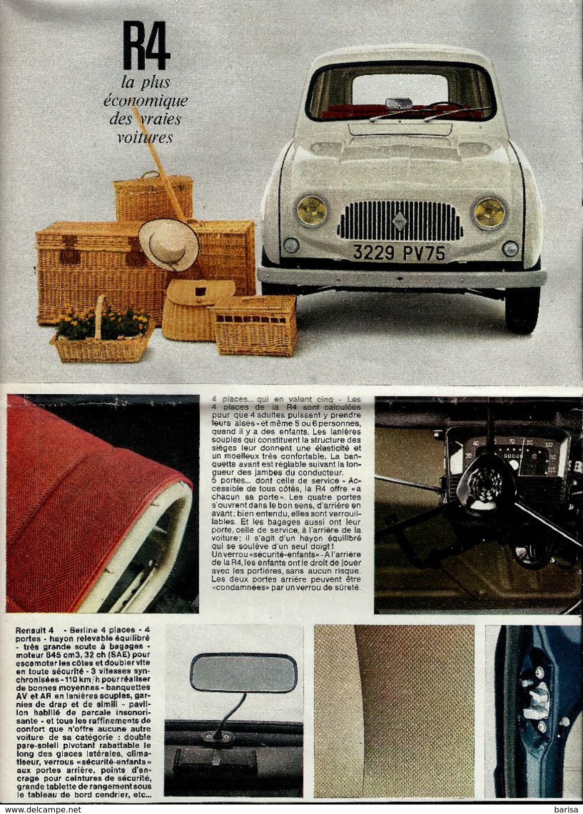 Renault 4 L: Franstalige Brochure Uit 1965 (8 Scans) - Auto's