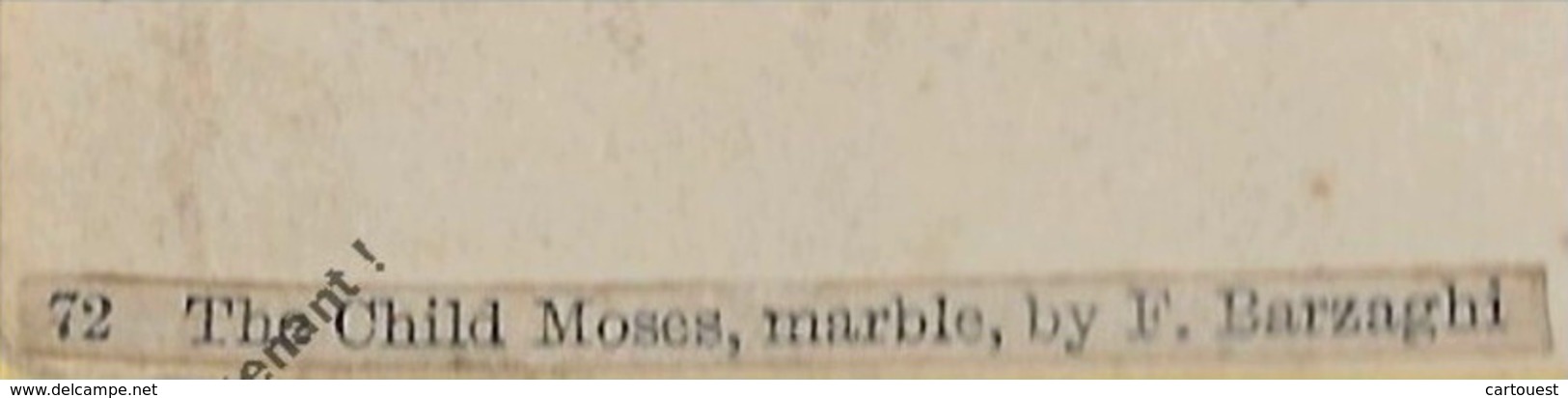PARIS EXPOSITION UNIVERSELLE 1878 ANCIENNE PHOTO Papier Sur Carton " L Enfant Moïse Par Barzaghi Statue Marbre " - Antiche (ante 1900)