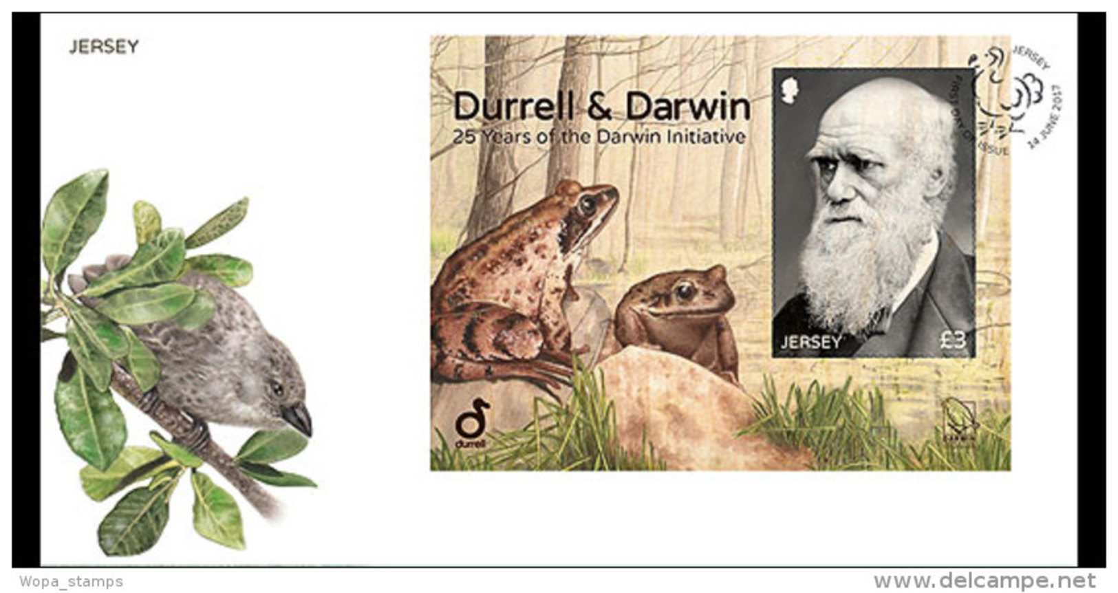 Jersey 2017 First Day Cover - Durrell & Darwin - 25 Years Of The Darwin Initiative (FDC-MS) - Jersey