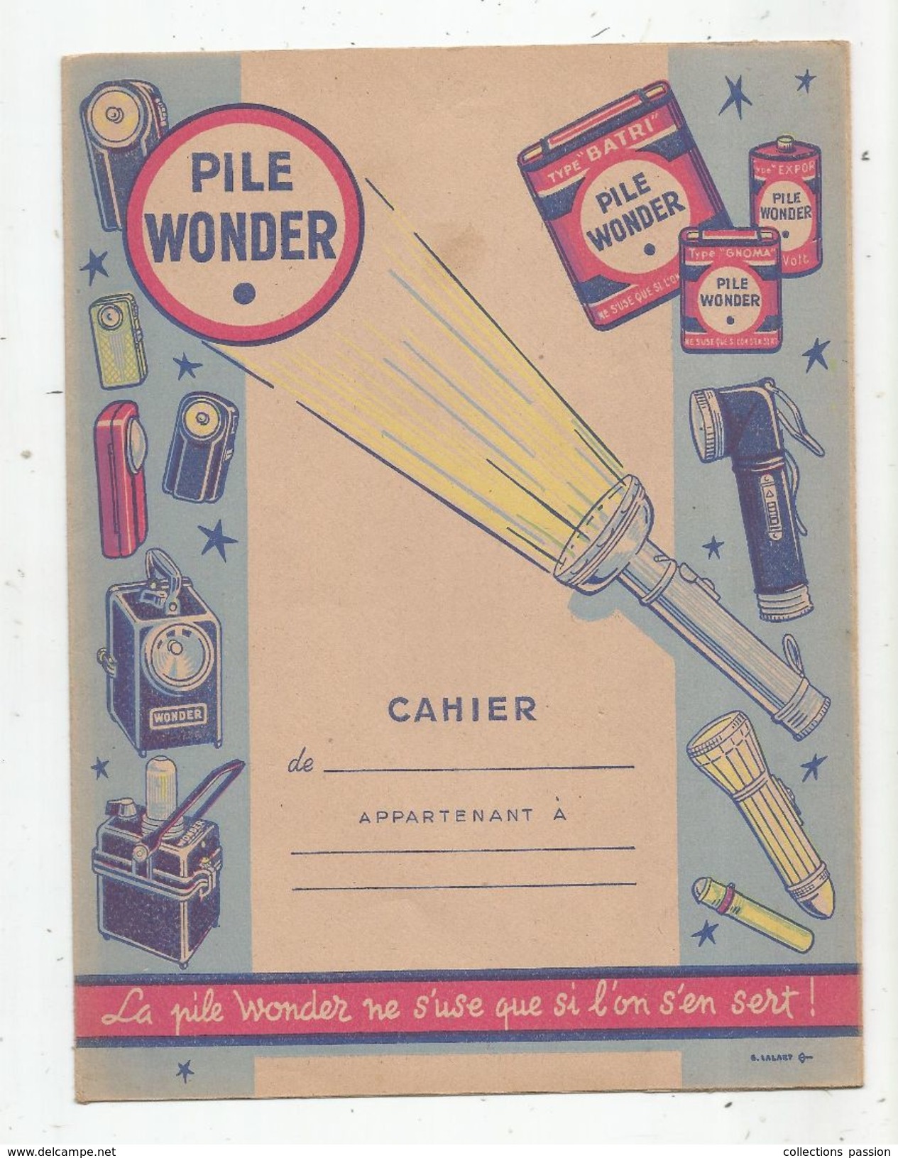 Protége Cahier Illustré , PILE WONDER , 2 Scans , Frais Fr : 1.55 &euro; - Protège-cahiers