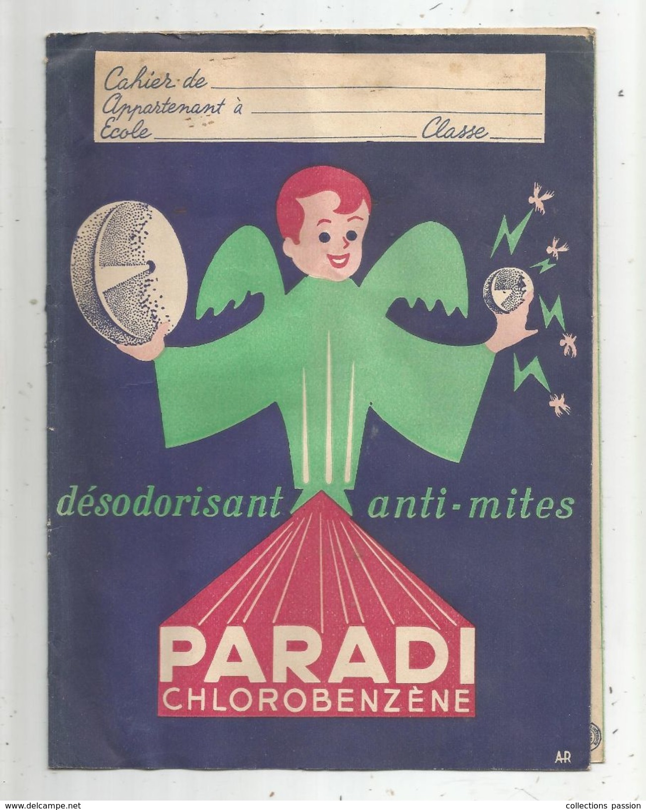 Protége Cahier Illustré , Désodorisant Anti Mites PARADI Chlorobenzene , 2 Scans , Frais Fr : 1.55 &euro; - Book Covers