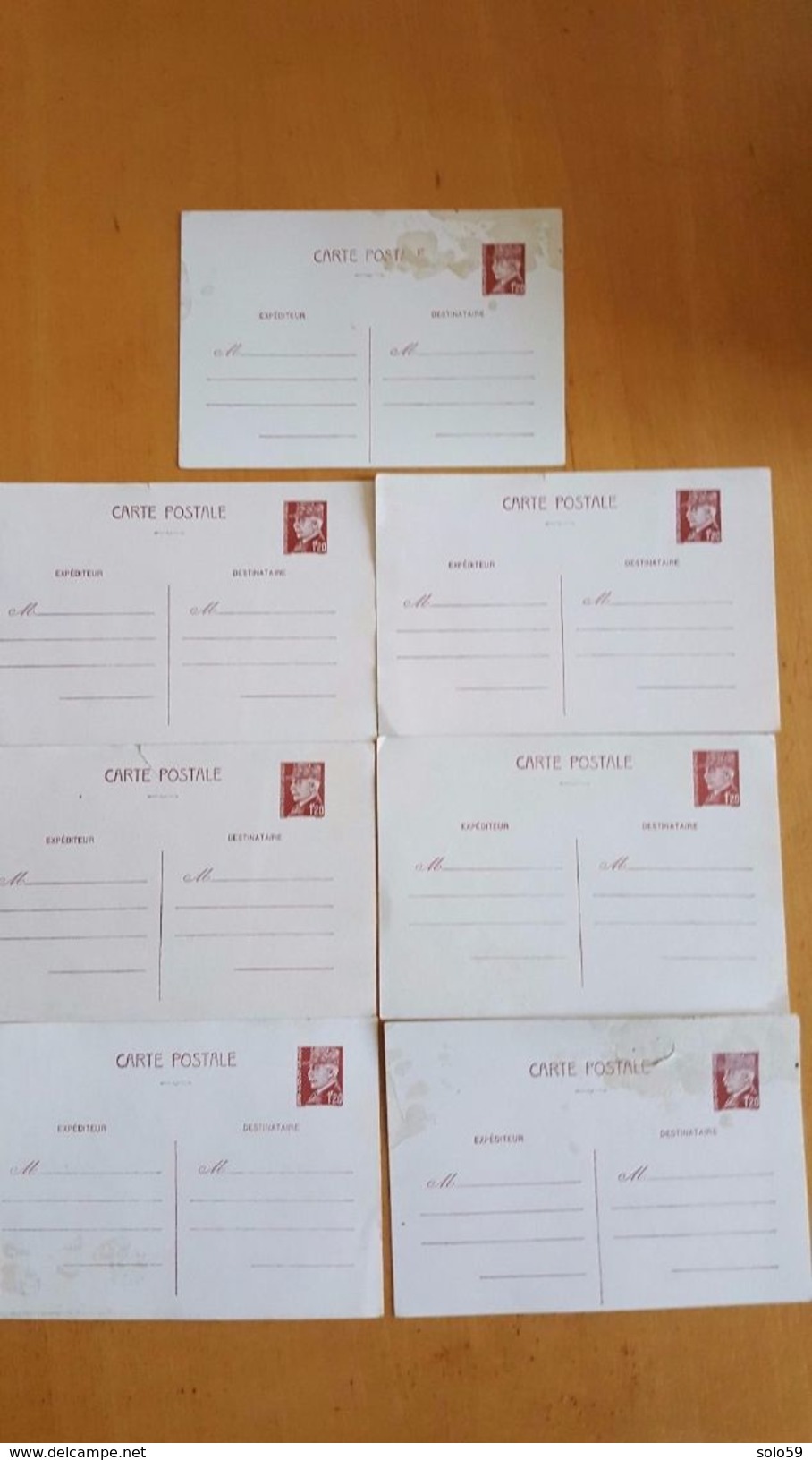 Lot De 7 Entiers Postaux Non Oblitérés Type "Pétain" - Cartes Postales Types Et TSC (avant 1995)