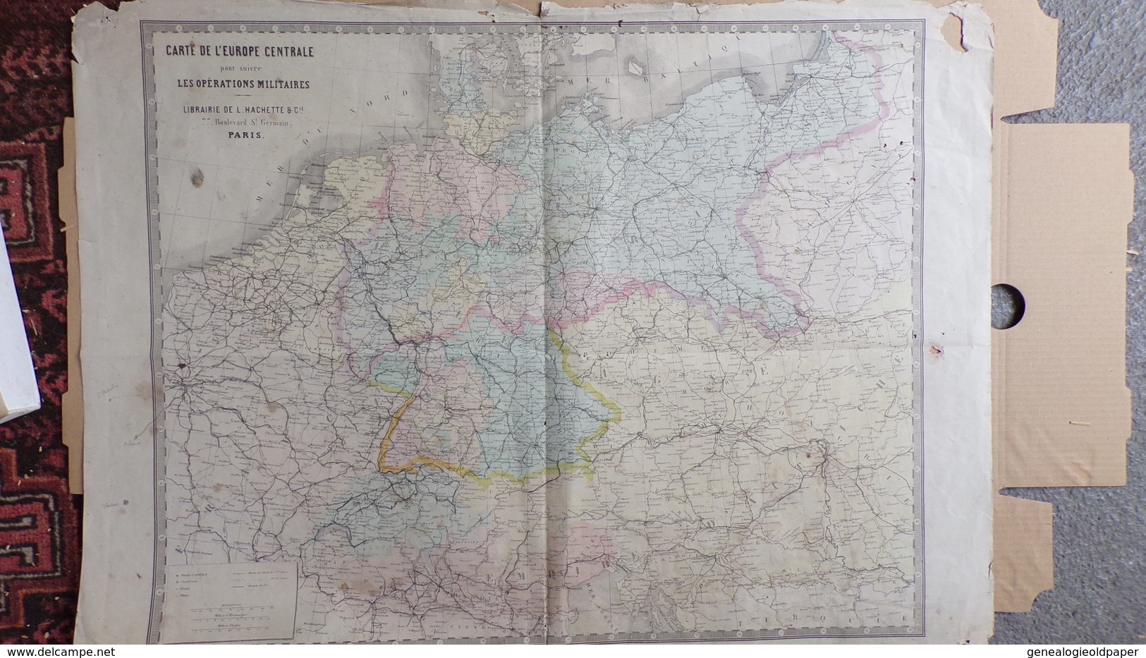 CARTE EUROPE CENTRALE POUR SUIVRE OPERATIONS MILTAIRES-GUERRE 1870-LUXEMBOURG-ALLEMAGNE-BOHEME-MONROCQ  PARIS - Autres & Non Classés