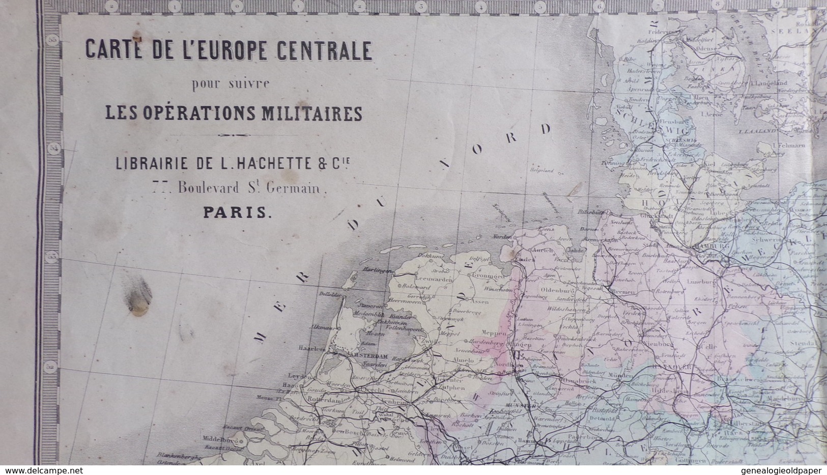 CARTE EUROPE CENTRALE POUR SUIVRE OPERATIONS MILTAIRES-GUERRE 1870-LUXEMBOURG-ALLEMAGNE-BOHEME-MONROCQ  PARIS - Autres & Non Classés
