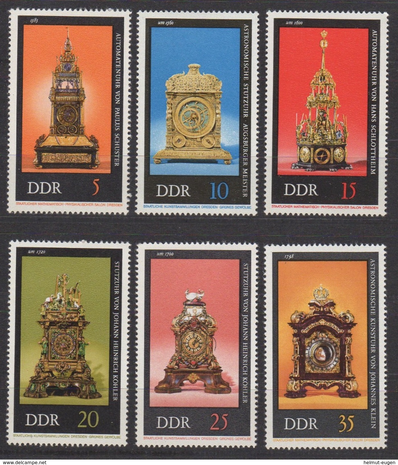 MiNr. 2055 - 2060 Deutschland Deutsche Demokratische Republik    1975, 24. Juni. Alte Uhren. - Unused Stamps