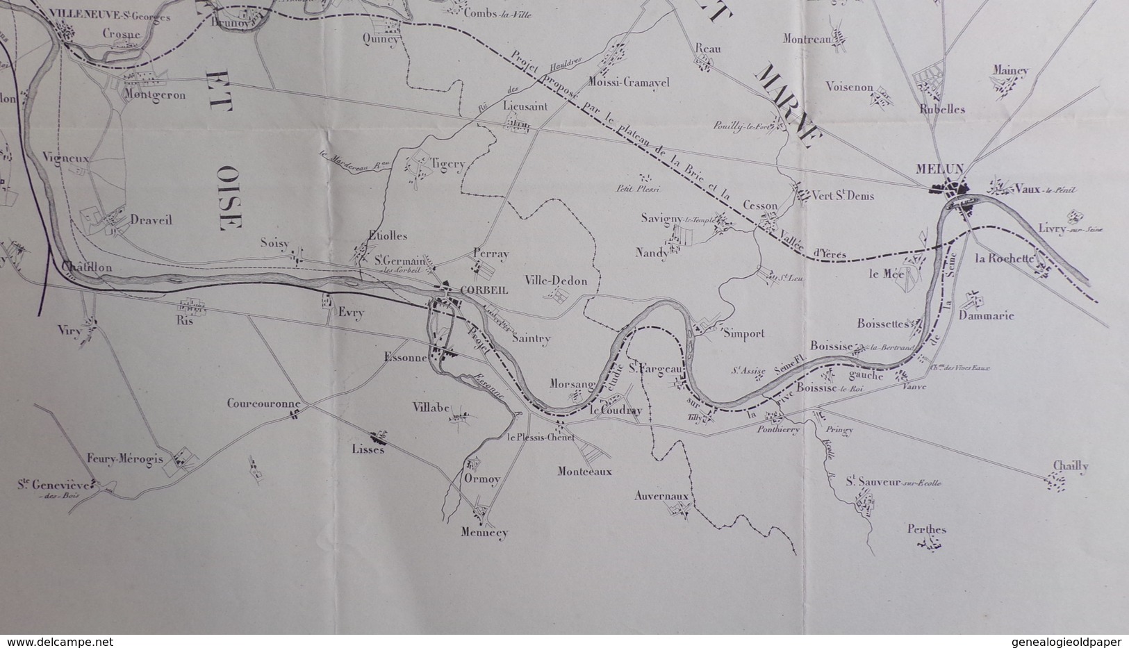 RARE CARTE XIXE CHEMIN DE FER PARIS A DIJON MELUN- CORBEIL-VILLENEUVE ST GEORGES- CHOISY LE ROI-ALFORT-CHATILLON-EVRY- - Autres & Non Classés