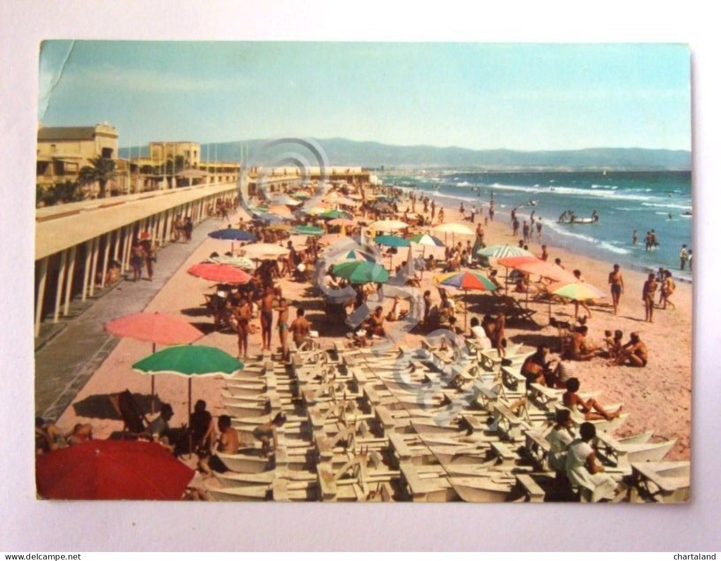 Cartolina Cagliari Spiaggia Del Poetto Stab. Lido 1962 - Cagliari