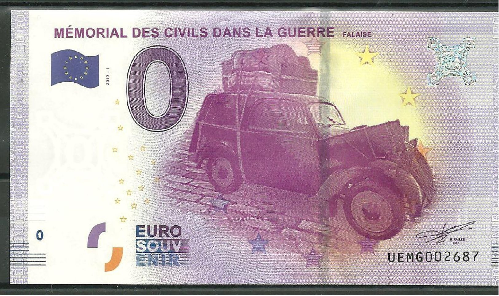 Billet Touristique 0 Euro 2017  Mémorial Des Civils Dans La Guerre FALAISE - Essais Privés / Non-officiels