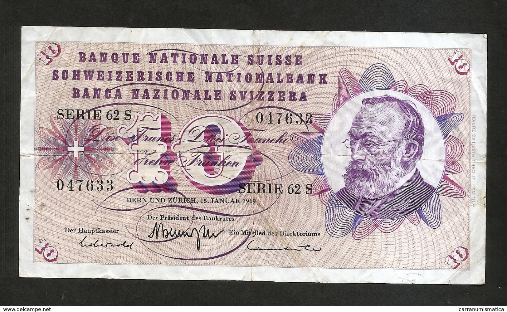 SVIZZERA / SUISSE / SWITZERLAND - NATIONAL BANK - 10 FRANCS / FRANKEN (1969) G. KELLER - Switzerland