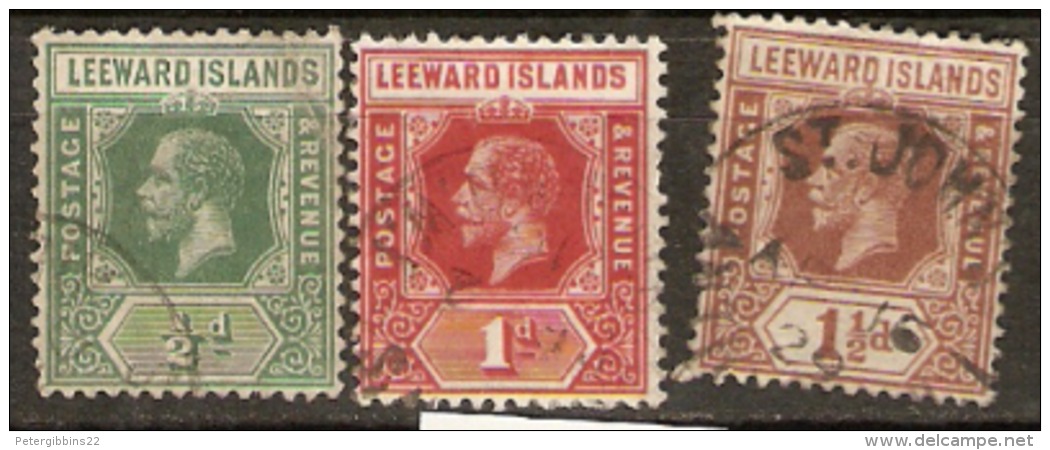 Leeward Isles 1912 1/2, 1d 1,1/2d 3 Values Fine Used - Leeward  Islands