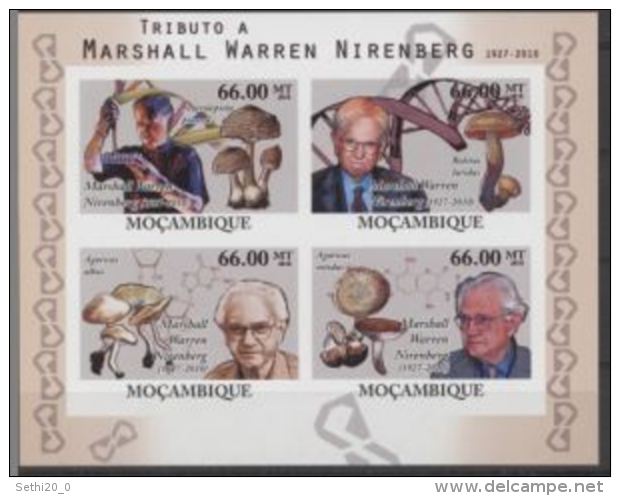 Congo 1963 Nobel Marshall Warren NIRENBERG Mushrooms Champignons Imperf - Prix Nobel