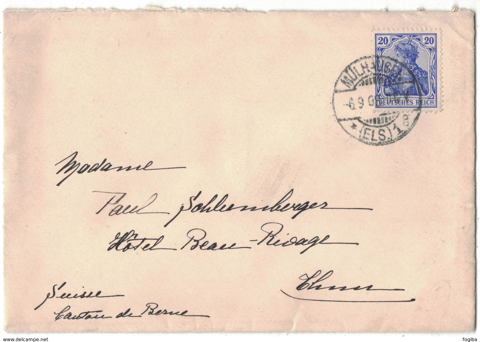 TH83    Dt. Reich 1908  Brief Mülhausen Nach Thun (Schweiz) - Storia Postale