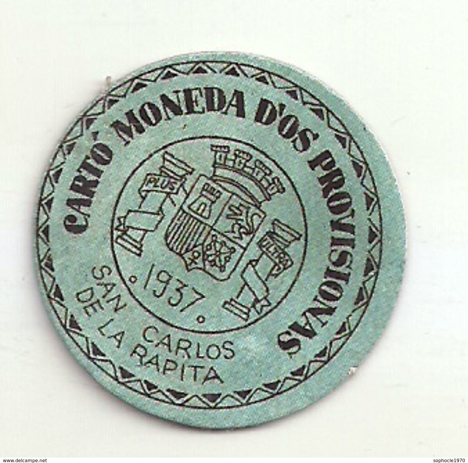 ESPAGNE - 1937 - République Espagnole - CATALOGNE - TARRAGONA - Carto Monéda D'os Provisionas - Monnaie Carton Timbre -  Monete Di Necessità