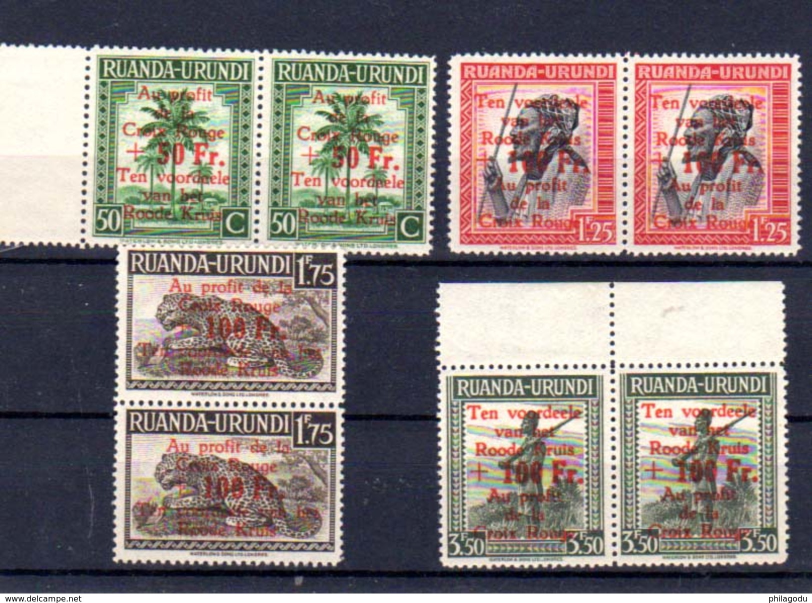 1944    Croix-Rouge,  150 / 153**en Paire, Cote 18 &euro;, - Unused Stamps