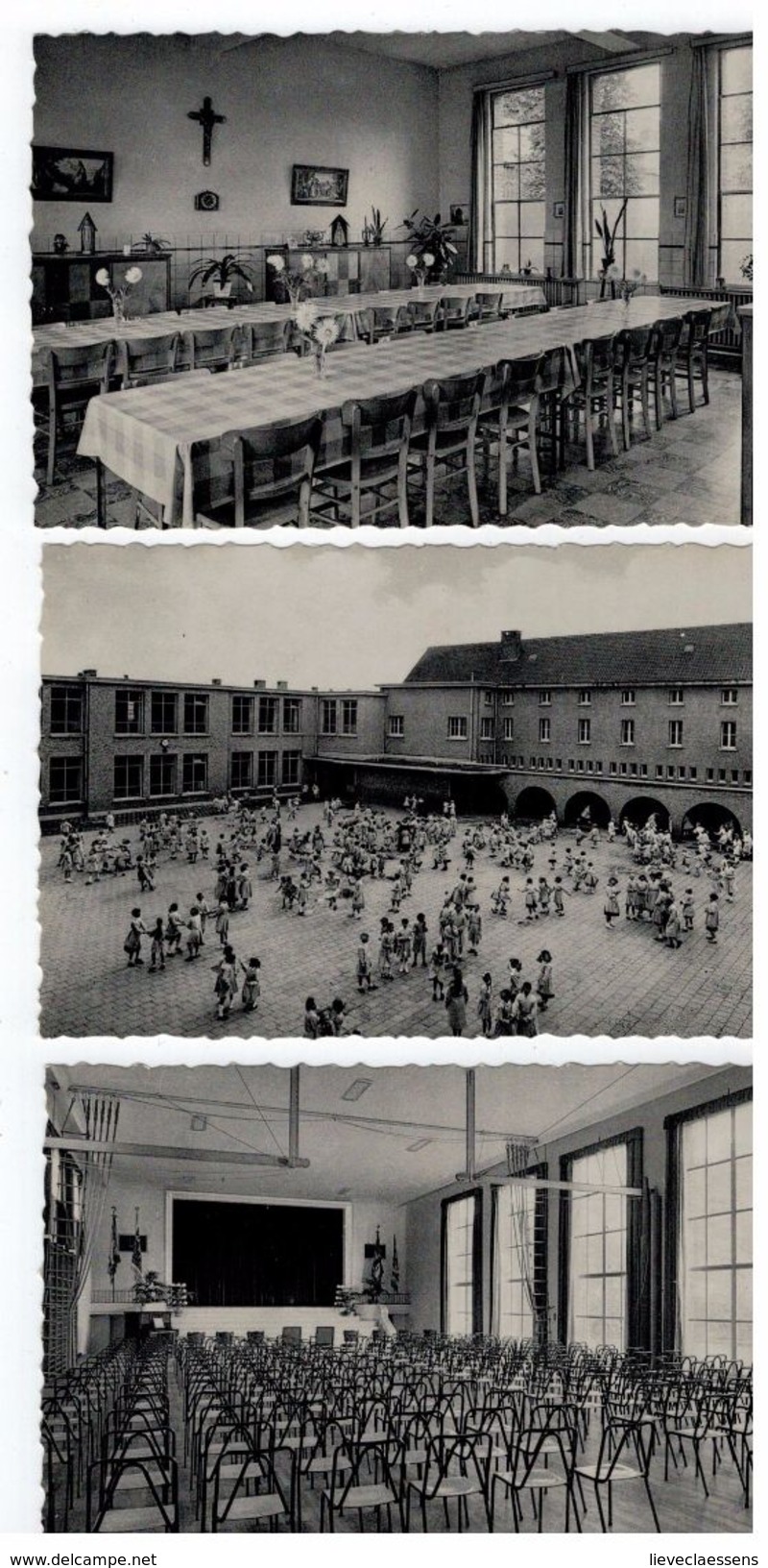 Berchem;Sinte Joanna Instituut:Speelplaats,Internaat Refter,Feestzaal,3 Postkaarten - Antwerpen