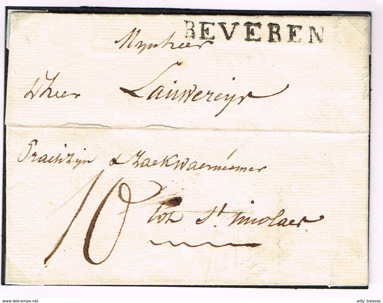 L Datée De Melsele 1827 Marque BEVEREN + "10" Pour St Nicolas - 1815-1830 (Hollandse Tijd)